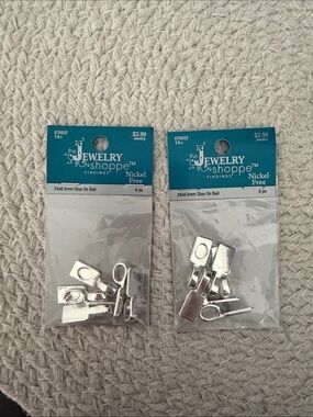 The Jewelry Shoppe Silver Tone 24x8.5mm Glue On Bail Findings - 2 Pack